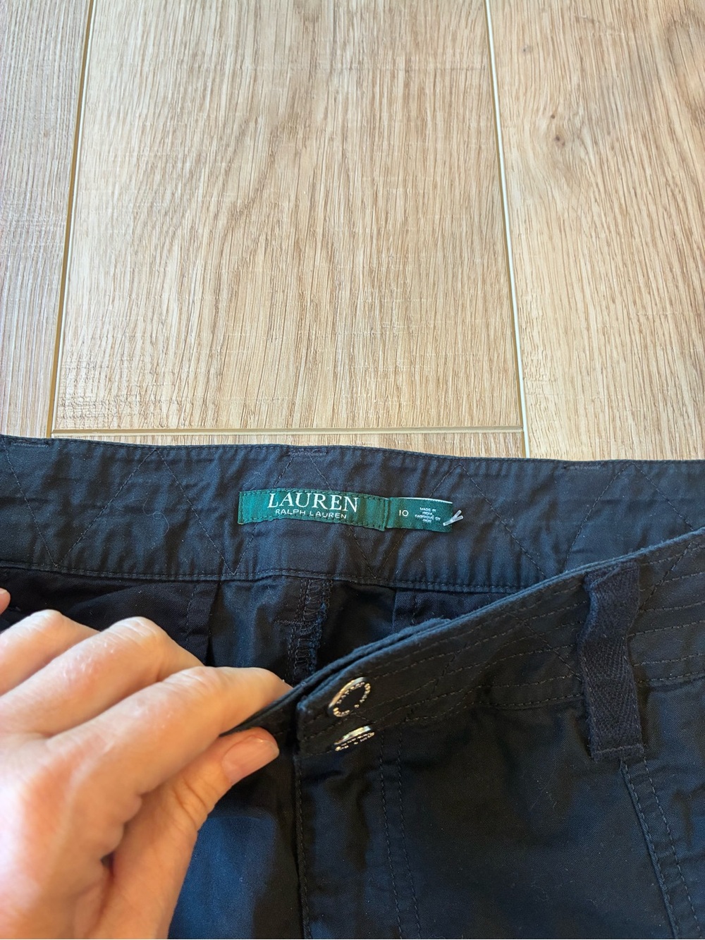 Lauren Ralph Lauren Black drawstring ankle pants size 10 cotton pockets jogger - Picture 4 of 9